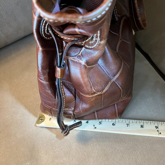 Vintage Dooney & Bourke Chiara Tote East West bag Croco Embossed Leather Brown - Picture 10 of 16